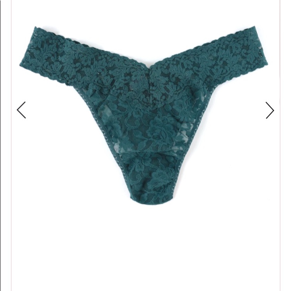 Hanky Panky Signature Lace Original Rise Thong Teal Green One Size NWOT